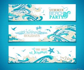 Summer beach party banners template vector 05