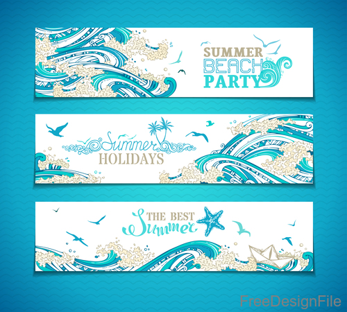 Summer beach party banners template vector 05