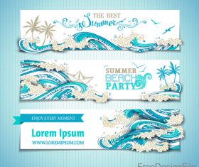 Summer beach party banners template vector 06