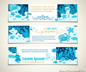 Summer holiday banners with wave vector 01