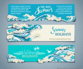 Summer holiday banners with wave vector 02