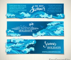 Summer holiday banners with wave vector 04