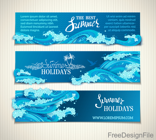 Summer holiday banners with wave vector 04