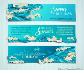 Summer holiday banners with wave vector 06