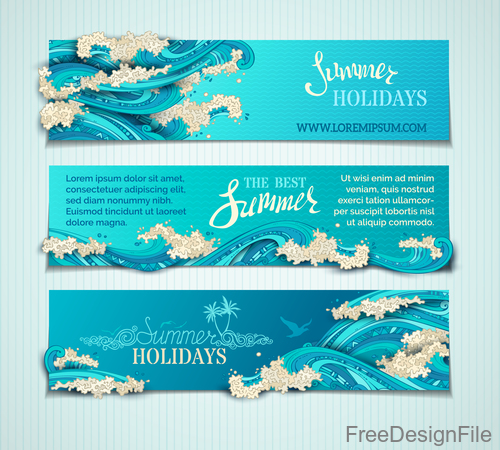 Summer holiday banners with wave vector 06