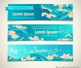 Summer holiday banners with wave vector 07