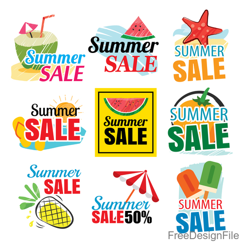 Summer holiday sale sign design vector 01