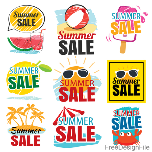 Summer holiday sale sign design vector 02