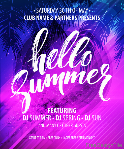 Summer holiday sea party flyer template vector 01