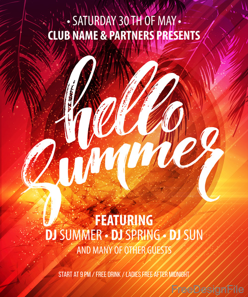 Summer holiday sea party flyer template vector 02