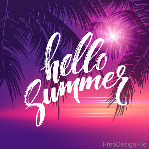 Summer holiday sea sunset vector background 01