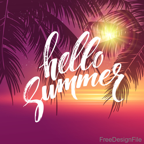 Summer holiday sea sunset vector background 02