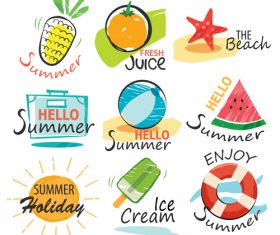 Summer holiday sing vintage vector 01