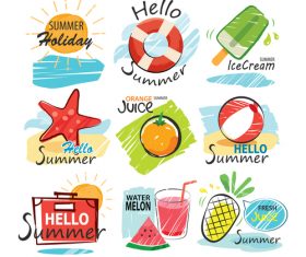 Summer holiday sing vintage vector 03