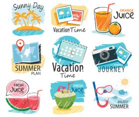 Summer holiday sing vintage vector 04
