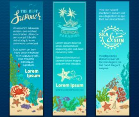 Summer tropical sea travel banners vectors