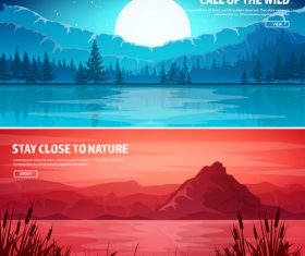 Sunrise and sunset banners vector 01