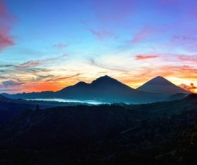 Sunrise bali mountains landscape Stock Photo