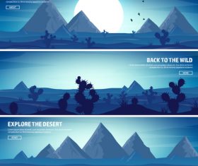 Sunrise natural scenery banners vector 03