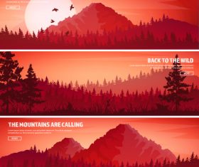 Sunset natural scenery banners vector 02