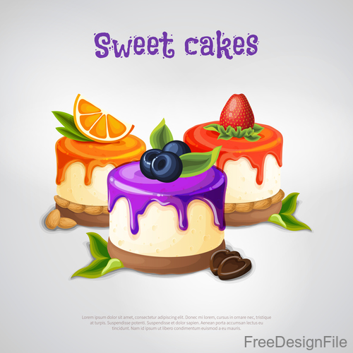Sweet cakes design vectors