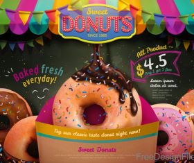 Sweet donuts poster template vector 01