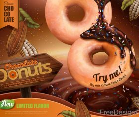 Sweet donuts poster template vector 02