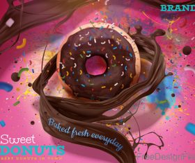 Sweet donuts poster template vector 03