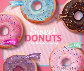 Sweet donuts poster template vector 04