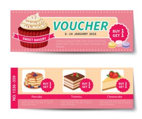 Sweet with cake voucher template vectors 01