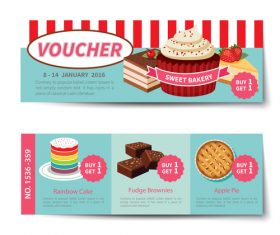 Sweet with cake voucher template vectors 02