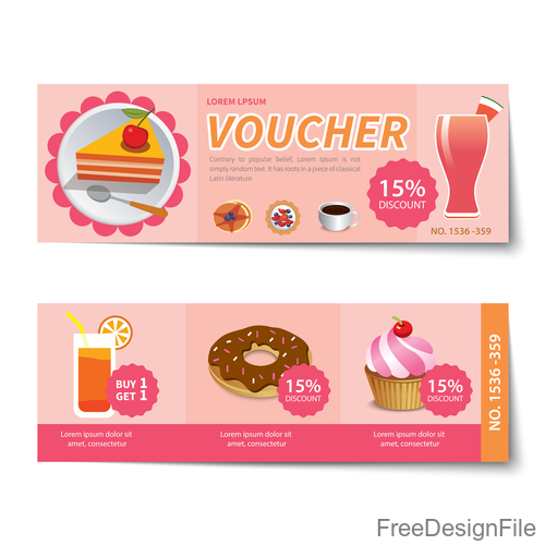 Sweet with cake voucher template vectors 03