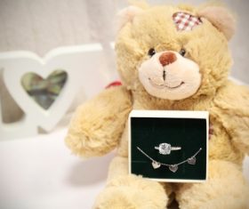 Teddy bears and jewellery Stock Photo