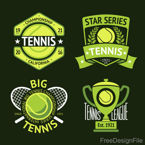 Tennis green logos vector 02