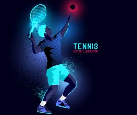 Tennis neon glowing background vector