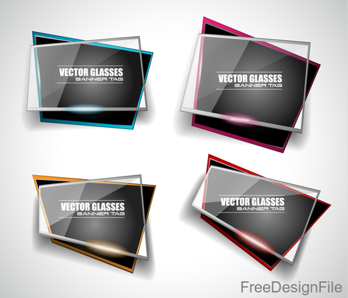 Transparent glass with black banners vector