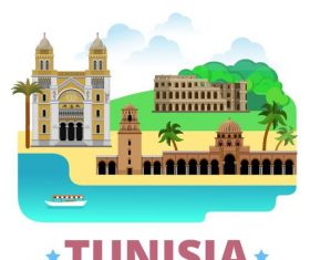 Tunisia travel elements design vector