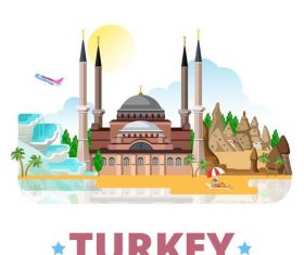 Turkey travel elements design vector