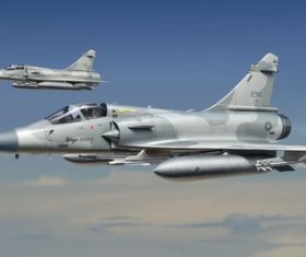 Two Mirage 2000 in the air Stock Photo