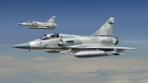 Two Mirage 2000 in the air Stock Photo