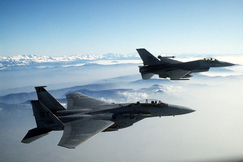Two fighters in the air Stock Photo