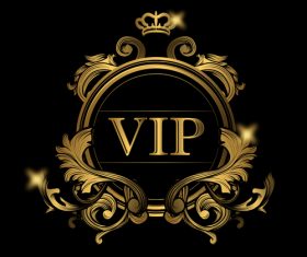 Vip club logo luxury golden badge Royalty Free Vector Image