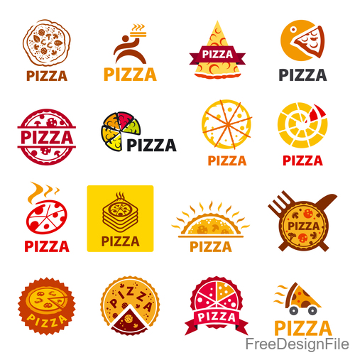 Vector logos pizza set
