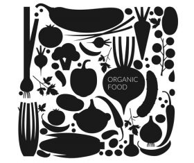 Vegetable silhouette vector set
