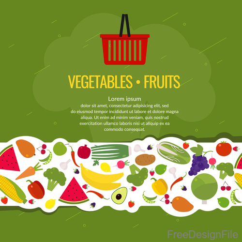 Vegetable with fruits background vector design