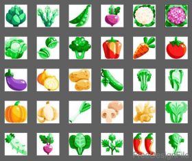 Vegetables flat icons