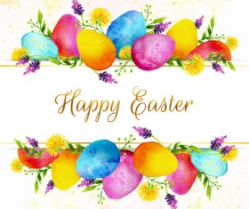 Vintage easter background with watercolor egg vector
