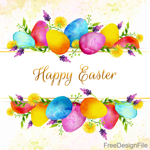 Vintage easter background with watercolor egg vector