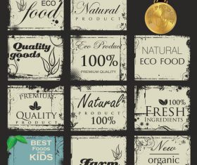 Vintage eco food with quality stamp vector