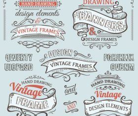 Vintage ribbon labels design vectors 01